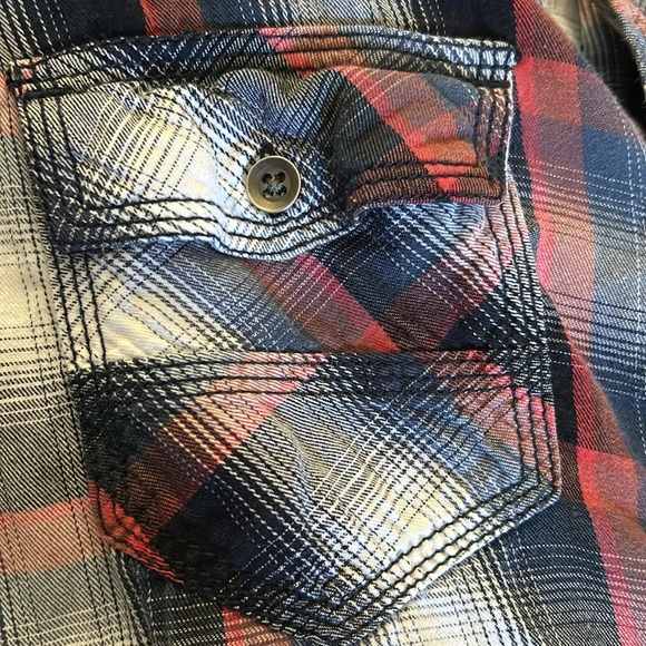 Rock & Republic Stretch Flannel Button Up Shirt, Red White & Blue, Size S - Picture 5 of 5